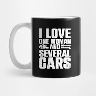 I Love One Woman And Several Cars (On Back) Mug